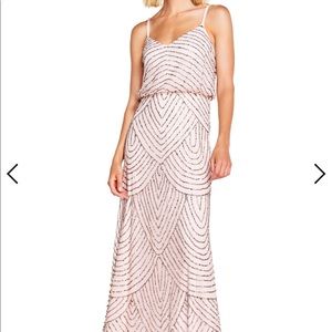 Adrianna Papell blush beaded blouse gown